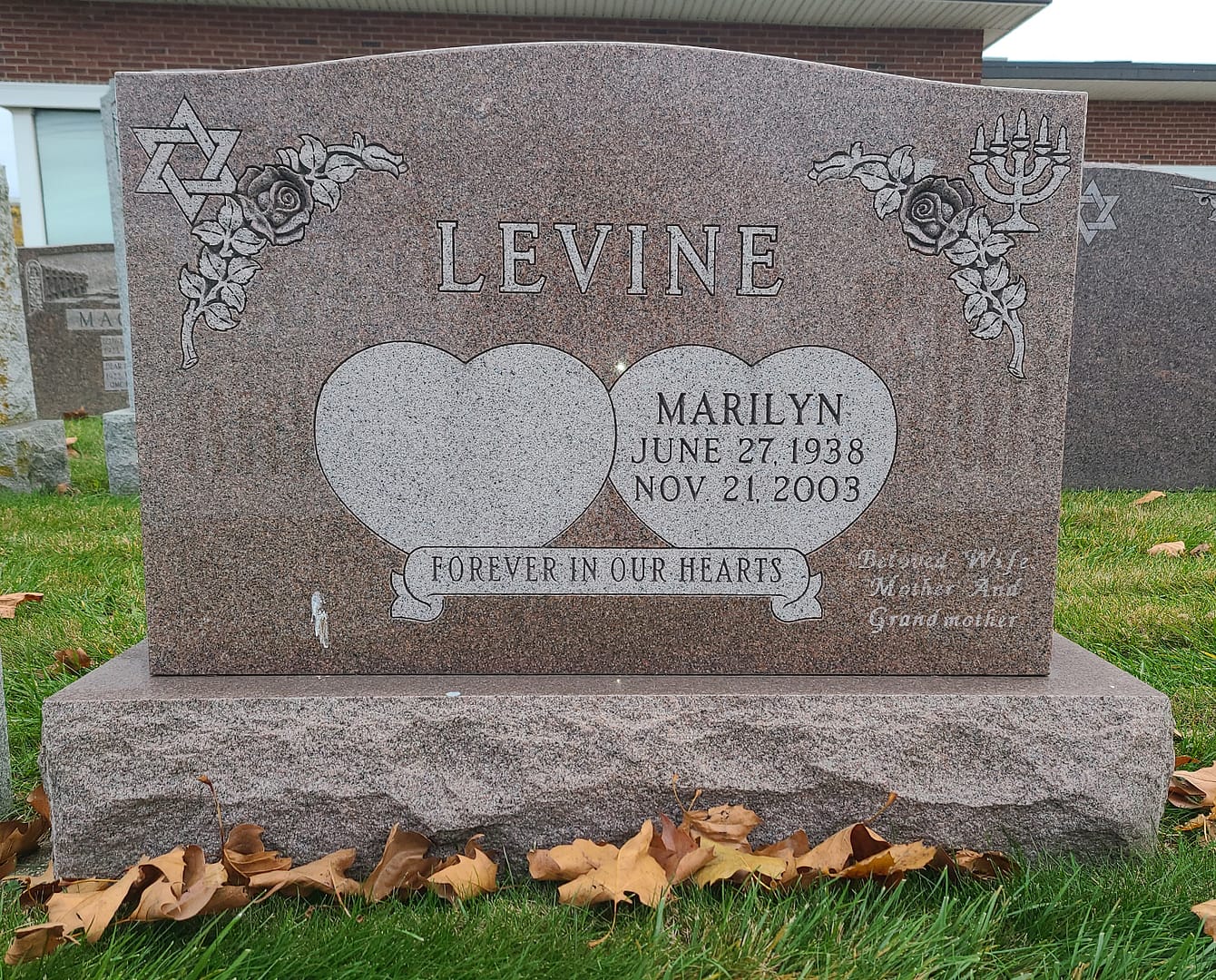 Upright Imperial Pink Granite Jewish Monument