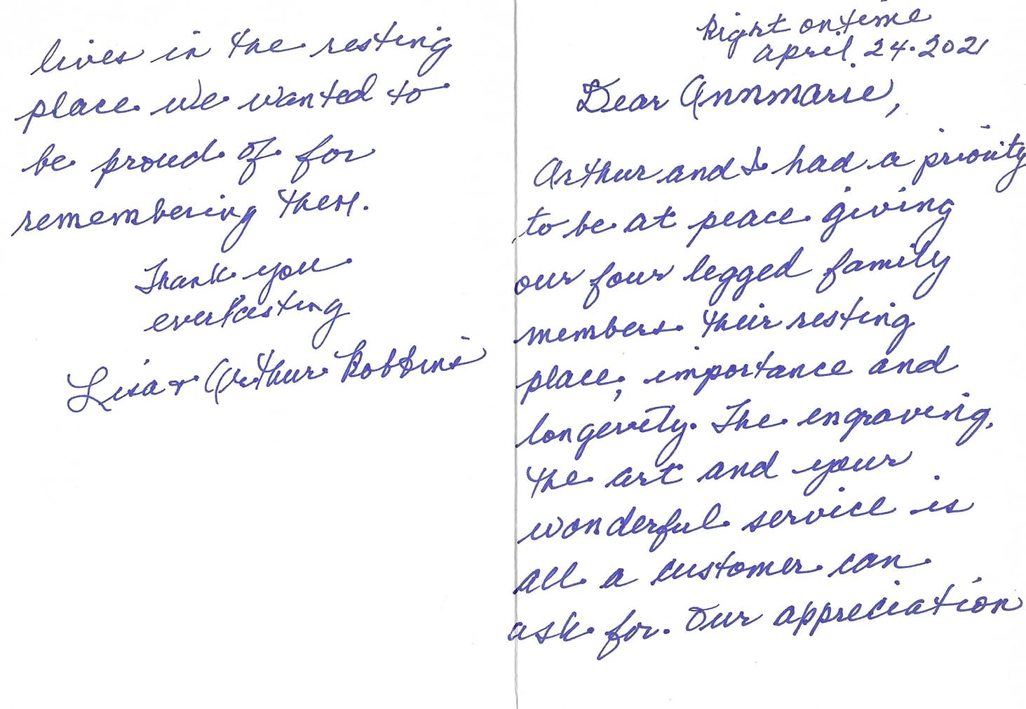 Thank you note
