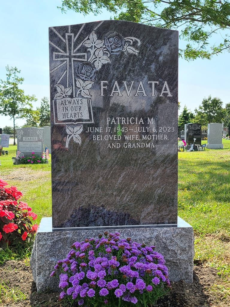 Upright Bahama Blue Granite Monument